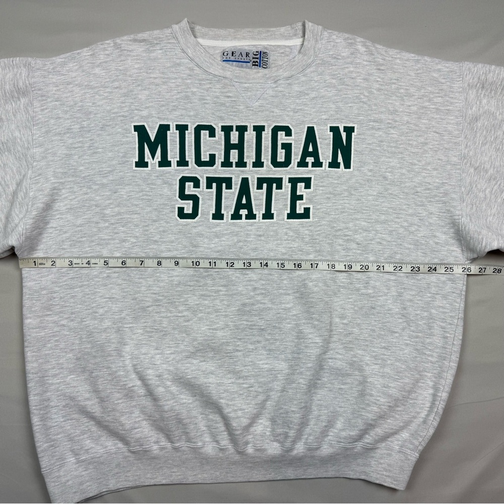 Vtg Michigan State Spartans Mens Crewneck Sweatshirt XL 90s Spell Out Grey B6 - Picture 9 of 10